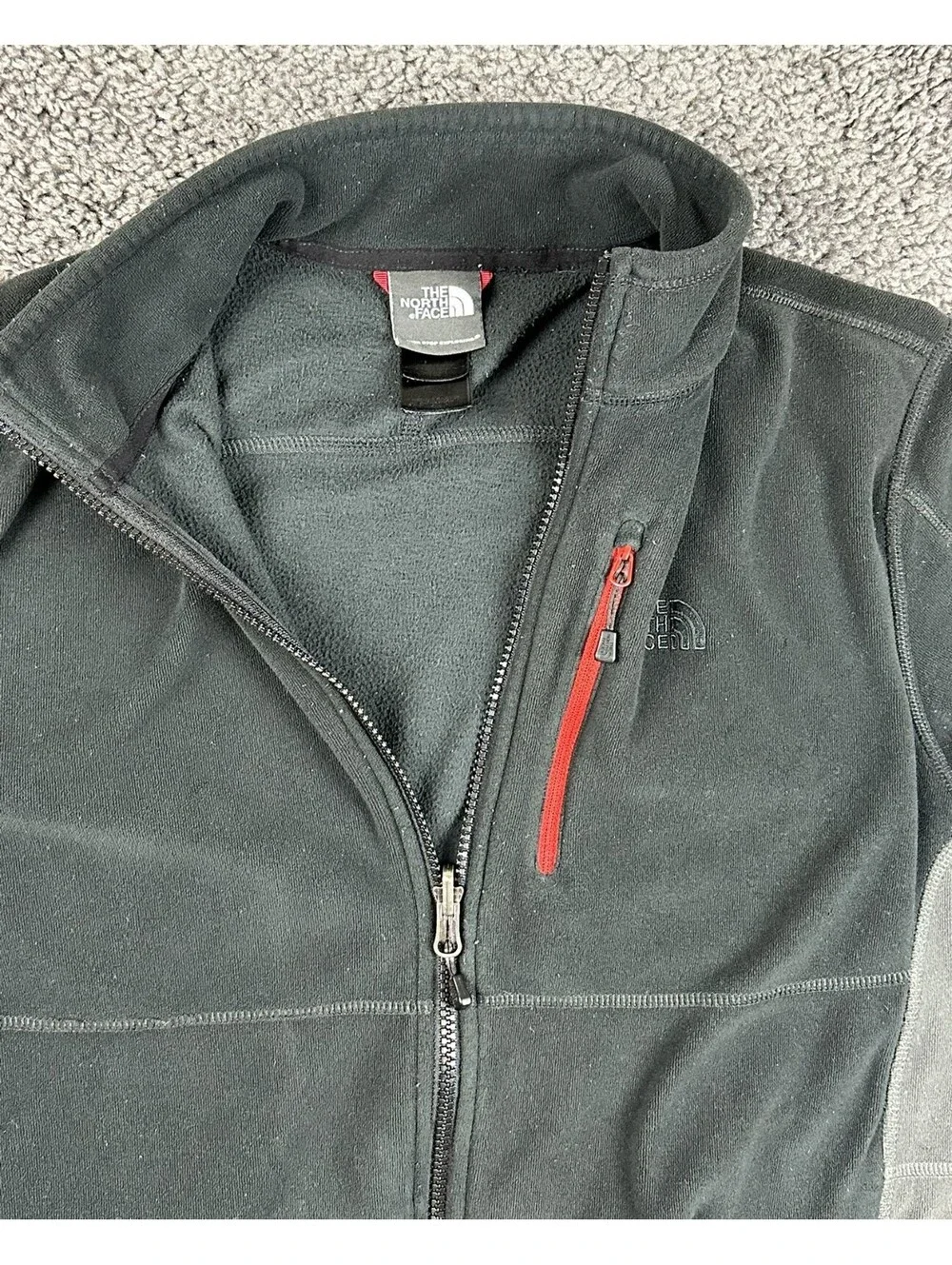 The North Face Polartec Fleece Jacket Mens Medium Full Zip Black Grey